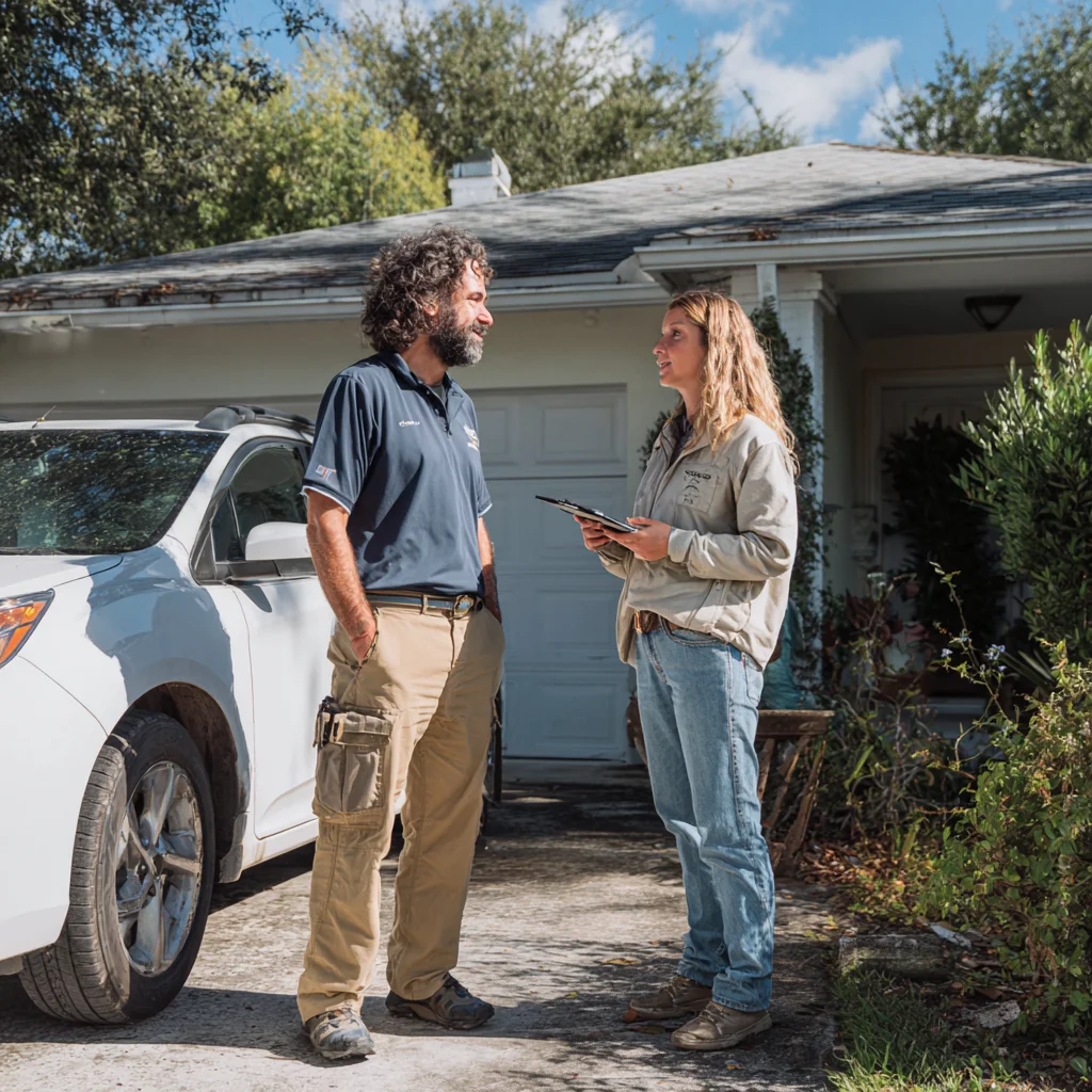 Technician consulting with homeowner